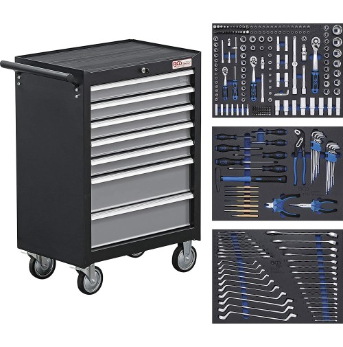 BGS 4062 Carrello Portautensili Officina 7 Cassetti 263 Utensili Completo CE