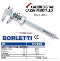 CALIBRO ELETTRONICO DIGITALE 200 mm BORLETTI CDEP20  IN ACCIAIO INOX  