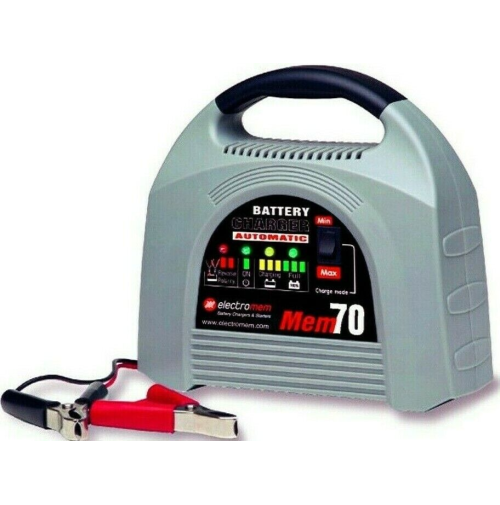 ElectroMem MEM 70 Caricabatteria 12V 6A Automatico Mantenitore Auto Moto CE