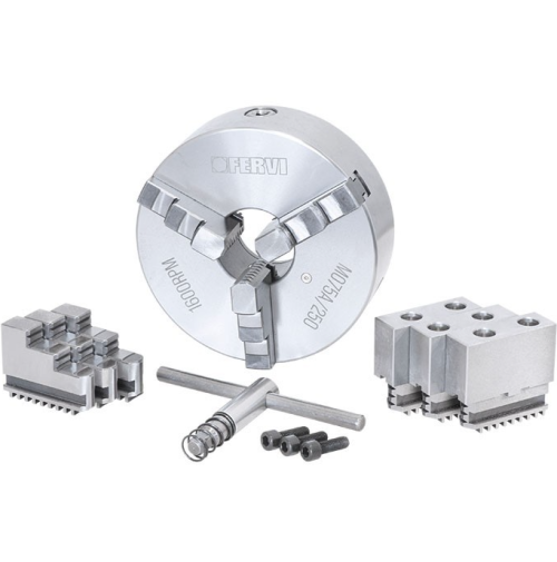 FERVI M075A/250 Mandrino Autocentrante Precisione Tornio 250mm 3+3+3 Griffe CE