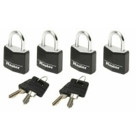 Master Lock Kit Set 4 Lucchetti Arco Acciaio 11 mm Apertura Chiave Unica valigia