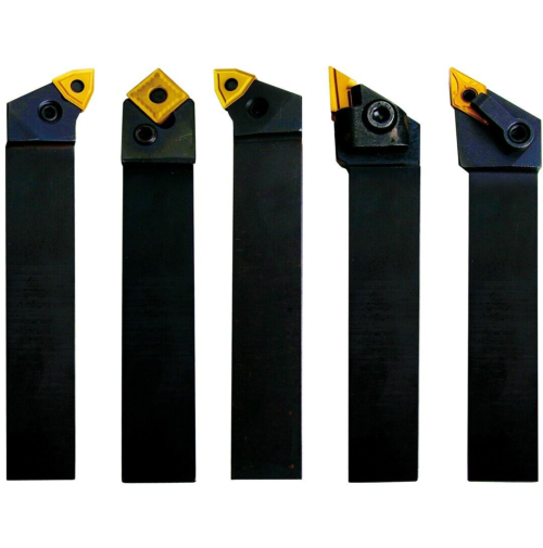 SET 5 UTENSILI PER TORNITURA TORNIRE INSERTO PLACCHETTA TORNIO GAMBO DA 25 MM  