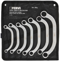 Serie set di 7 chiavi chiave a mezzaluna curva curve 8 ÷ 22 mm mm cromo vanadio