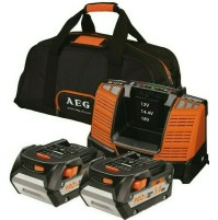 Set AEG SETLL1850BL caricabatteria + n. 2 batterie batteria 18 V 5,0 Ah e borsa