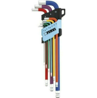 Set serie 9 pz chiavi esagonali lunghe a L magnetiche testa sferica brugola S2