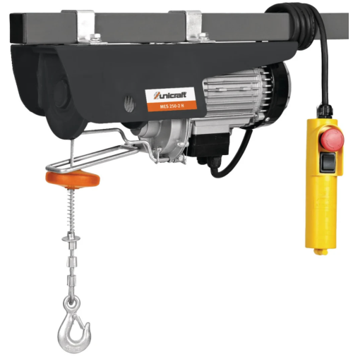 UNICRAFT MES 250-2 H Argano Elettrico 250 kg 230V 500W Paranco Fune 12m CE
